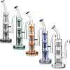 Cachimbos de água de vidro azul com matriz de pneu Perc Arm Tree Percolator Bong Water Pipe Recycler Fab Egg Oil Dab Rig Bubbler Fumar Acessório coletor de gelo