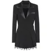 Women's Jumpsuits & Rompers Short Autumn V-Neck Patchwork Lace Long Sleeve Come With Belt Office Lady Black Blazer MujerWomen's