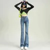 Dżinsy o wysokiej jakości dżinsy retro dżinsowe dżinsy kobiety 2022 Nowy jesienny elastyczny chłopak mody micro-flare dżinsowe spodnie T220728
