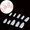 500pcs Nude White French Plastic Artificial Full Stiletto Fake Nail Art Long UV Gel Manicures Beauty Tools Oval Shaped 220716