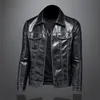 Automne hommes brillant veste en cuir haute qualité mode PU veste hommes en cuir artificiel manteaux moto veste 220816