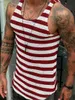 縞模様のタンクトップメンズフィットネス衣類メンズボディービルタンクトップス雄のノースリーブベストシャツファッションのための夏のジムの衣服220527