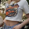 90s Vintage Racing Car Print T Shirts Summer Short T-shirt Women Short-sleeve Streetwear Sexy Girls Punk Letter Harajuku Crop Tops