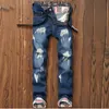 Jeans pour hommes Barco Skull Print Ripped Hole Coton Bleu Automne Hip Hop Streetwear Denim Hommes Pantalons Doux Patchs Droits Pantalons Hommes