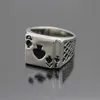 Hip Hop Metal Svart emalj Spader En hjärtring för män Cool herrpokerfingerringar Fashion Jewelry Size 7-13 Grossistpris