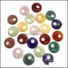Arts And Crafts Arts Gifts Home Garden 27Mm Lucky Ring Natural Crystal Agate Stone Big Hole Charms Rose Quartz Pendants Tr Dhezm