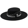 Cappelli stile Fedora in feltro da donna Cappellino a tesa larga a tesa larga da 10 cm Cappelli da chiesa per feste di matrimonio Pork Pie Derby Triby Hat