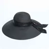 Elegant Ladies Black Wedding Hat Floppy Sun Protection Hats For Women Large White Beach Hats Wholesale G220301