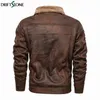 Hommes Vestes Hommes PU Cuir Militaire Mode Moto Manteaux Col Montant Poches À Fermeture Éclair Homme Vintage Biker Faux Survêtement Hommes