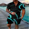 Herrspårar Summer Men's Activewear Short Sleeve Zip Shirt Shorts Set Bekväma streetwear 2 -stycken Setmen's Men'smen's