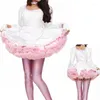 Robes décontractées Sissy Sweet Classic Lolita Robe Fantaisie Tablier Maid Laser Puff Costume brillant à manches longues avec des gants et des cravates XS9923951