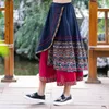 Skirts Women Ethnic Skirt Female Autumn Mexico Style Hippie Original Boho Long For Patchwork Embroidery Midi 30868