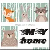 Paintings Cartoon Animal Children Room Cute Bear Rabbit Raccoon Decoratio Dhiy7