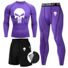 Kompression MMA Rashguard Männer s Jiu Jitsu t-shirt Hosen Muay Thai Shorts Rash Guard Schädel Gym Männer Bjj Boxen 3 stücke Sets kleidung 220616