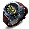 Relojes de pulsera Reloj de cuarzo para hombre Reloj analógico digital LED Pantalla dual EL Luz trasera Militar Ejército Deportes Reloj de pulsera para hombre Reloj 3atm a prueba de agua