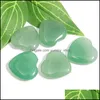 Stone Loose Beads Jewelry Natural Heart Green Aventurine Chakra Healing Gemstones For Making Charms Accessories Fashion Dhzsn