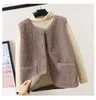 Coffee Lamb Wool Fur Furry Plush Vest Women Sleeveless Down Coat Tops Casual Short Outwear Waistcoat Parkas Jacket Coats Cloth