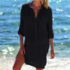 Casual Dresses Cotton Tunics for Beach Women Swimsuit Cover-Ups Woman Badkläder Cover Up Beachwear Mini Dress Saida de Praiacasual