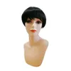 Perruques de cheveux humains droites coupe Pixie courte perruque Remy brésilienne pour les femmes noires perruques sans colle fabriquées à la Machine avec une frange