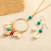 Summer Boho Shell Turquoises Naszyjnik Kolczyka Zestaw biżuterii Damskie Zetk