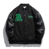 Vinter tjock varm baseball parkas jacka mens brev handduk broid lapptäcke läderhylsa casual varsity bombare jackor unisex t220728