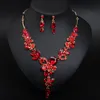 Luxe Grote Blauwe Waterdruppel Bloem Kristal Bruidssieraden Sets Vrouwen Verklaring Goud Kleur Ketting Oorbellen Set Voor Bruiloft 220726