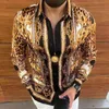 Men's Casual Shirts Autumn Mens Shirt 2022 Fashion Digital Printing Chemise Slim Lapel Print Long Sleeve Men Top Blouse