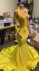 Sarı balo elbiseleri 2022 daldırma v boyun uzun kollu dantel aplike boncuklu özel yapım özel akşam parti elbiseleri resmi fırsatlar artı boyutu vestidos c0429