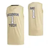 Georgia Tech Jaquetas Amarelas Jerseys 3 Evan Cole Jersey Michael Devoe 0 David Didenko 14 Jehloni James 24 Colégio Basketball Jerseys personalizado