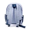 Navy Toddler Backpack Seersucker Soft Cotton School Bag USA Local Warehouse Kids Book Bags Boy Gril Pre-school Tote with Mesh Pockets DOMIL106187