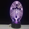 Luci notturne 3D Cristianesimo Luce a LED Gesù Stazione di religione La croce Visualizzazione Crocifisso Bibbia Lampada cristiana colorata