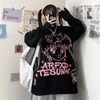 Dames truien dames deeptown gothic streetwear anime print gebreide trui dames harajuku punk hiphop o-neck oversize lange mouw