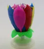 Musical Birthday Candle Magic Lotus Flower Candles Blossom Rotating Spin Party Candle 14 Small Candles 2 Layers Cake Topper 0609