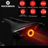 ロックブロスバイクライトLED自転車IPX6防水USB充電テールライトサイクリングQ5懐中電灯オートブレーキセンシングスマートリアライト220721