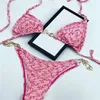 Femme Swimwear G Chain Designer Bikini Set 2 pièces Suite de baignade String Black Girl Suite sexy Fashion Pink Triangl Tankini Cover Push Up Summer Bathing