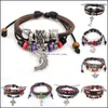 Bracelets de charme Bracelet en cuir pour femmes hommes bracelets tissés à la main corde tressée véritable chaîne perle Infinity bébé Dhbn9