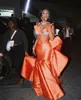 2022 Plus Size Arabic Aso Ebi Orange Mermaid Sexy Prom Dresses Pärled Satin Evening Formal Party Second Reception Birthday Engagement Gowns Dress ZJ207