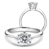Lesf Moissanite Diamond 925 Pierścionek zaręczynowy Srebrny Klasyczny Okrągły Damski Prezent Ślubny Rozmiar 05/10 Karadniczy