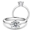 LESF Moissanite Diamond 925 Anello di fidanzamento in argento Rotondo classico Regalo di nozze da donna Misura 05/10 carati