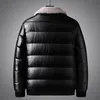 Men's Jackets Mcikkny Men Pu Leather Warm Padded Lambswool Cotton Lined Outwear Coats For Male Overcoats Plus Size M-5XLMen's