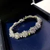 Charm Bracelets Trendy Luxury Full Of Zircon Stone Silver Color Bracelet Brilliant Snowflake CZ Bangle For Women Wedding Bride PartyCharm