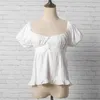 Chicas delgadas dulces camisetas de verano damas elegantes algodón suave algodón corto camiseta corta mujeres vintage tops lindo 220527