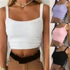 Cropped Tops Solid White Lace Up Bandage Tank Vintage 90s Streetwear Simple Style Ruched Tee Clothes