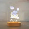 USB LED Moon Night Light With Bear Elephant Bunny Gepersonaliseerde aangepaste naam Lamp voor kinderdagverblijf Kinderen Baby Slaapkamer Licht Decor 220623