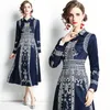 Casual Dresses Vintage Printed A-Line Office Lady Mid-Calf Turn-Down Collar Autumn Big Shirt Dress Vestido Midi Elegante 2022Casual