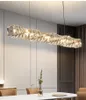 ChromeペンダントクリスタルシャンデリアLEDランプ照明ホテルフィクスチャLUSTER PENDENTE CAFEキッチンライトLEDストリップホワイヤロング屋内吊りランプ