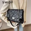 Swdf Bordado Big Crossbody Messenger Bolsas para mujeres Pu Hilo de cuero Marca Tendencia Bolsa lateral Bolsos de hombro Monedero 220426