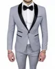 2022 Op maat gemaakt één knop Groomsman Wedding Suits Tuxedos voor mannen lichtgrijs man pak bruidegom prom pakken jasbroek