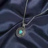 Collana Ciondolo con motivo circolare turchese vintage per donna Uomo Elegante regalo di gioielli