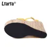 Sandały Ltarta Otwórz Toe Patter Platform Platformy Kliniki Damskie Sandały Super Wysokiej Cover Heel Gladiator Panie Buty Klamra Sandały Letnie WBL 220318